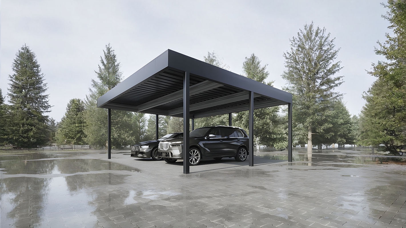 Автонавес для загородного дома с поликарбонатом